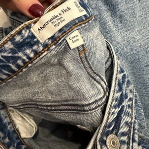 Abercrombie curve love acid washed mom jeans